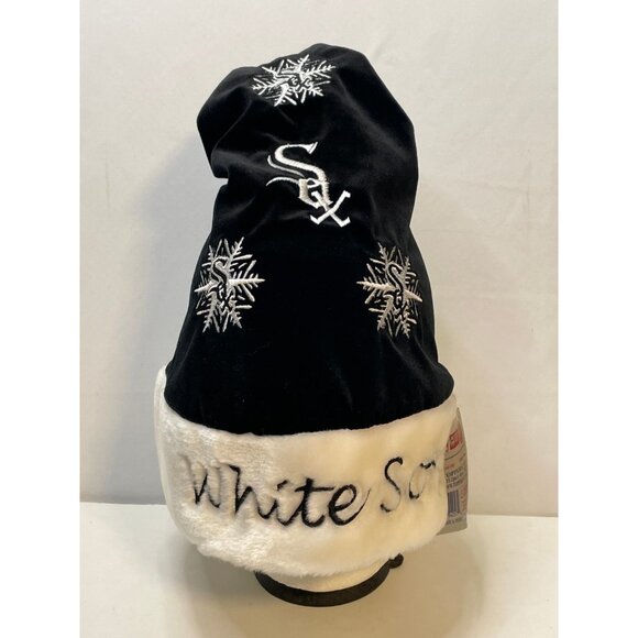 MLB Chicago White Sox Baseball Santa hat 18" x 12" pom pom 2007 black new - Picture 1 of 13